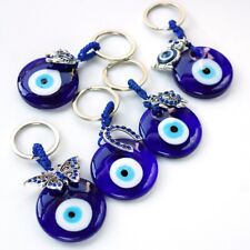 Turkish Crystal Butterfly Protection Lucky Keychain Glass Keyring Blue Evil Eye