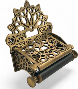 STYLENT Decor Antique Brass Victorian Toilet Paper Holder, Decorative Solid Vint - Picture 1 of 12