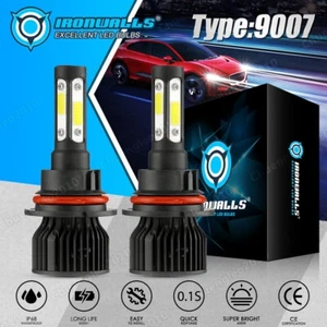 4sides 9007 HB5 COB LED Headlight Bulbs Conversion Kit High Low Beam 6000K White - Picture 1 of 12