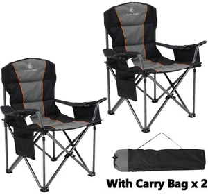 2Piece Camping Chairs Heavy Duty Folding Outdoor Chairs with Cup Holder Oversize - Picture 1 of 41