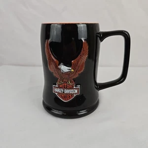 Taza de café Harley Davidson motocicleta logotipo águila en relieve negro naranja cerámica - Imagen 1 de 6