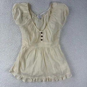 Top campesino amarillo True Craft para mujer mediano boho núcleo de cabaña 100 % algodón - Imagen 1 de 7