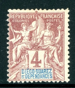 France Colonies 1892 Diego Suarez 4¢ Claret Scott #27 Mint G4 - Picture 1 of 6