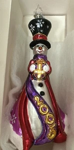 Christopher Radko 2005 Snowman Five & Frosty Glass Christmas Ornament 20th Aniv - Picture 1 of 10
