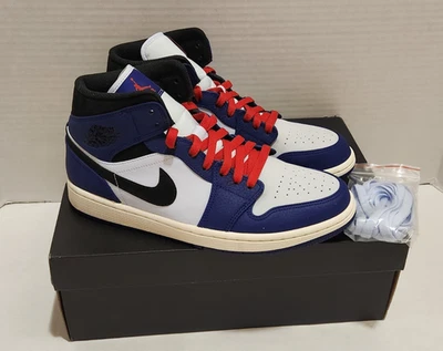 Nike Air Jordan 1 Mid SE Deep Royal Blue 852542-400 EE. UU. Talla 9,5 Ligeramente Usadas 2019 Foto 1 de 4
