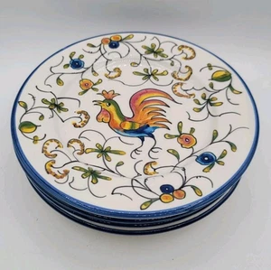 Neiman Marcus Rooster Salad Plates Hand Painted Pintado A Mao Portugal Set of 4 - Picture 1 of 14
