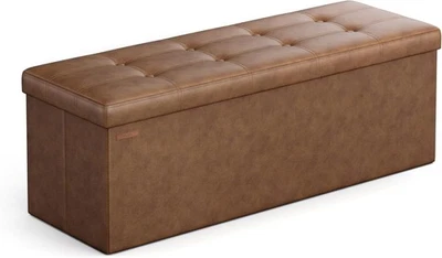 SONGMICS MAZIE Storage Ottoman Bench – 110cm Folding Footrest & End-of-Bed Seat - Image 1 of 4