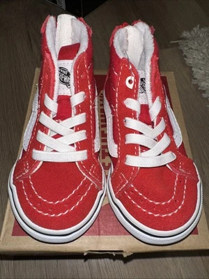 VANS Sk8-Hi para niños pequeños con cremallera roja de carreras. /True White Nuevo 4.5c Niño pequeño Foto 1 de 4