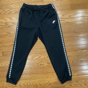 Nike Hose Herren Large schwarz weiß gewebt Jogger Sweat Tapered Swoosh Logo Training - Bild 1 von 10