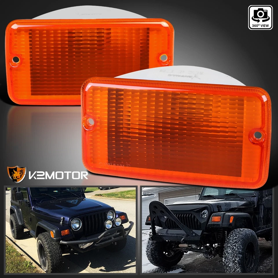 Fits 1997-2006 Jeep Wrangler TJ Amber Front Turn Signal Lights Parking Lamp Pair Foto 1 de 4
