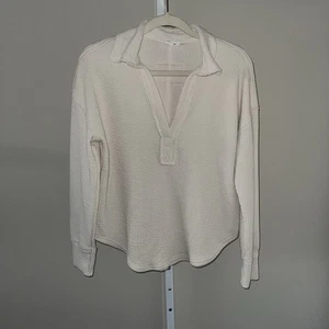 Blu Pepper Cream Waffle Knit Collared Pullover Women’s Size S - Picture 1 of 4