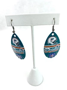Miami Dolphins NFL Logo Turquoise Women’s Vintage Teardrop Spinner Hook Earrings - Picture 1 of 1