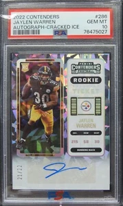 2022 Panini Contenders #286 Jaylen Warren Auto Cracked Ice 21/22 PSA 10 Steelers - Picture 1 of 4