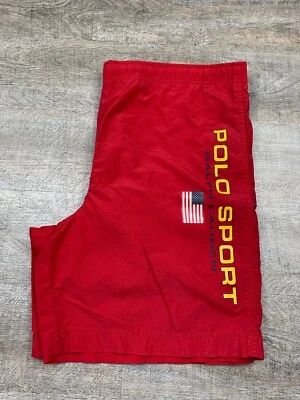 Vintage Polo Sport Ralph Lauren Swimsuit Board Shorts Sz M X 8" Inseam Spellout - Image 1 of 4