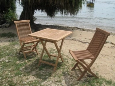 BESTOM Teak Sitzgruppe - Gartenset - Balkonset - Gartengarnitur - 3tlg.