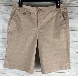 Dockers Collection Shorts Size 6 Favorite Fit Brown Tan Purple Plaid Chino Style - Picture 1 of 12