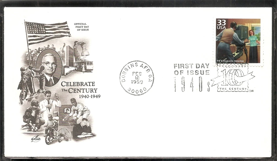 US SC # 3186f TV Entertains America FDC . Artcraft Cachet - Image 1 of 1