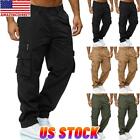 Mens Cargo Combat Work Straight Pants Casual Loose Pockets Joggers Trousers Us