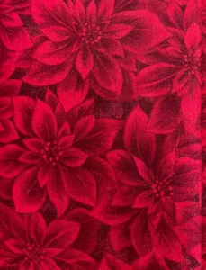 VIP CRANSTON - POINSETTIA'S TOSSED ALLOVER WITH GOLD METALLIC FLECKS (2005)-1 YD - Picture 1 of 2