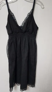 Derek Heart Dress Women's Black  Spaghetti Strap Dress Lace Hem Size Medium - Picture 1 of 4
