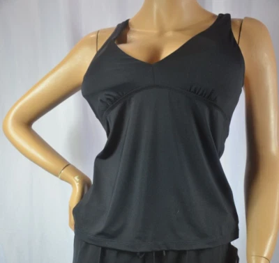 NWT $69 Athleta Size L A-C Black Plunge Tankini Swimsuit Swim Top #531211 - Image 1 of 4