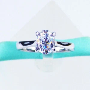 Solitaire 1Cara Oval Cut White Moissanite 925 Sterling Silver Engagement Ring - Picture 1 of 8