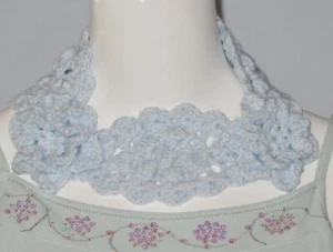 Nueva diadema de bufanda más cálida de crochet azul claro de acrílico suave para cuello suave hecha a mano - Imagen 1 de 10