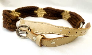 Vintage Rope Weave Concho Style Cowgirl Style Belt Leather Ends Women's Size 28" - Picture 1 of 8