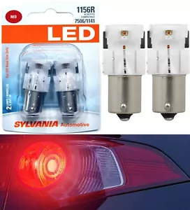 Sylvania Premium LED Light 1156 Red Two Bulbs Stop Brake Rear Replace Upgrade EO - Picture 1 of 12