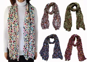 Pleated Scarf Multi Colors Polka Dot Scarves for Women Girls - Picture 1 of 15