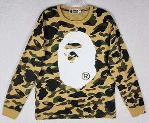 A Bathing Ape Camo Big APE Head Crew Long Sleeve Shirt Size L - Picture 1 of 17