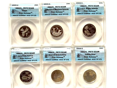 2009-S Clad Proof US Territories 6-coin Quarter Set ANACS PR 70 DCAM - Image 1 of 4