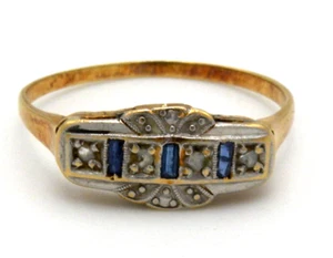 Precioso anillo de oro de 18k con diamantes y zafiros - Imagen 1 de 9