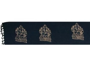 Batikschal, Viskose - Ganesha auf blau, Fransen, 10 x 60 cm - Bild 1 von 2