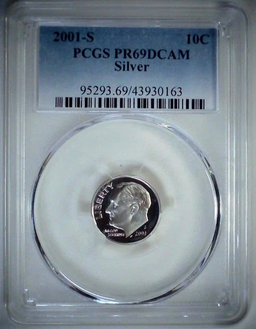 2001-S 10C Roosevelt Dime  PCGS PR69DCAM 90% Silver 23ato0219 Cover