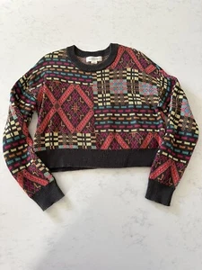 TREASURE AND BOND Brown Pink Yellow Kid’s Sweater Size Small 7/8 Girls - Picture 1 of 8