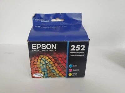 Genuine Epson 252 Color Ink Cartridges Cyan Magenta Yellow EXP 5/2022 NEW. - Image 1 of 4