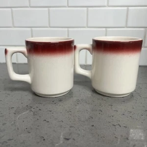 2 tazze in ceramica di bufalo bordo marrone stoviglie da ristorante alte 3,5" - Foto 1 di 4