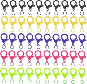 Plastic Lobster Claw Clasps, 100Pcs Multicolor Hard Plastic Clips and Open  - Picture 1 of 12