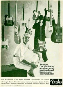 Linea chitarra e basso Fender 1960 - Calamita pubblicitaria promozionale - Foto 1 di 2