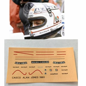 Decals 1.12 1/12 alain jones F1 driver car auto decalcomania decal helmet - Picture 1 of 2