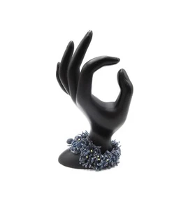 Vintage Handmade Woven Blue Seed Beaded Magnetic Clasp 7" Bracelet Unisex - Picture 1 of 8