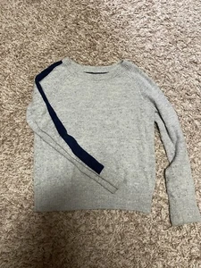 Gap Kids Boys Sweater Gray Striped Sleeve Crew neck Sz S 6-7 - Picture 1 of 4