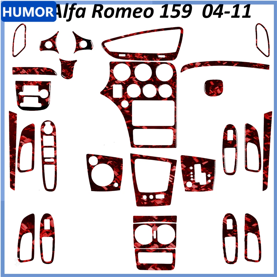 Kits completos de cubierta interior de fibra de carbono forjada roja 32 piezas para Alfa Romeo 159 04-11 Foto 1 de 4