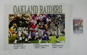 Daryle Lamonica Todd Christensen Ben Davidson Signed 12x17 Poster JSA COA - Picture 1 of 9