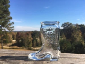 VINTAGE JIM BEAM BOURBON WHISKEY BOOT SHAPED SHOT GLASS 3" Tall - Picture 1 of 3