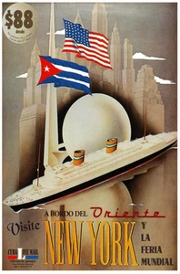 Travel to NEW YORK World Fair.$88.Cuban ad POSTER.House Home wall.39i - Picture 1 of 1