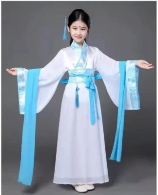 Chinese Traditional Folk Dance Dress Girls Pink Costume Hanfu Set Party Cosplay - Image 1 of 4