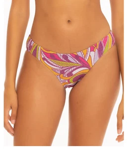 BECCA Womens Metallic Shirred Back Hipster Bikini Bottoms Medium Pink Swimwear - Picture 1 of 2
