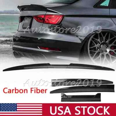 For Audi A4 A5 A6 A7 Carbon Fiber Sedan Rear Trunk Spoiler Wing Lip 135cm Adjust - Image 1 of 4